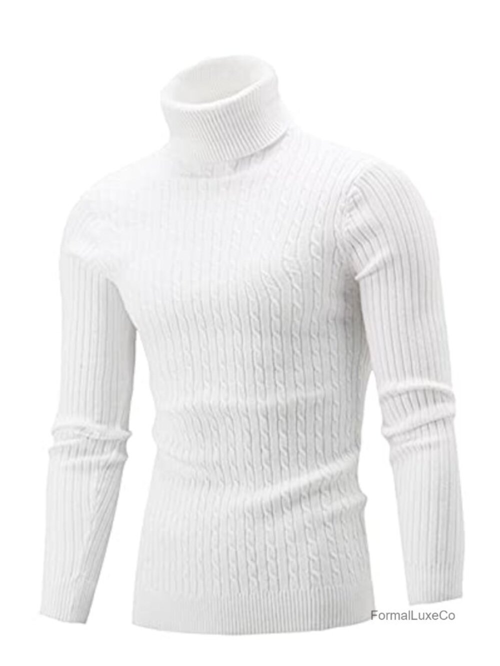 Slim Fit Turtleneck Pullover Sweater - 95% Polyester 5% Cotton